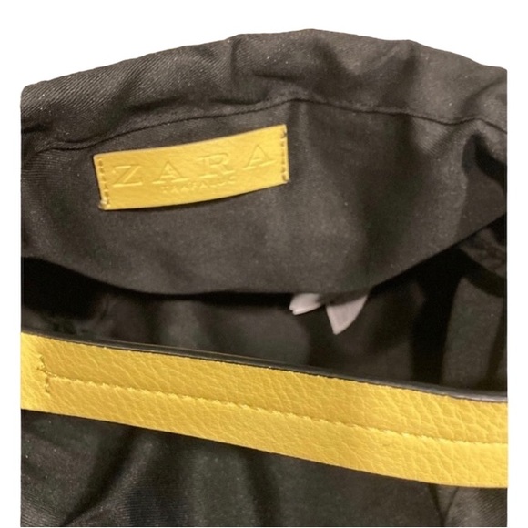 Zara Bags Zara Yellow Bucket Bag Yellow Faux Leather Tote Like New